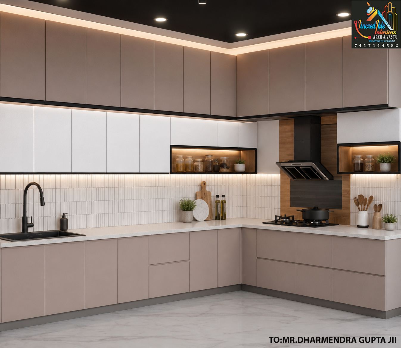 Gold and marble kitchen interior by Iincredible Interiors